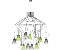 APOLLO 15L CHARTREUSE-GREEN FLANNEL-GREY CHANDELIER