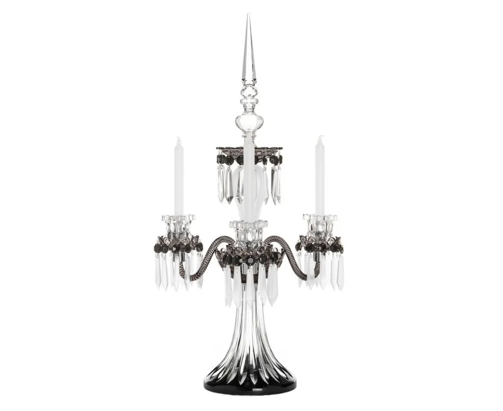 ARLEQUIN BLACK SATIN-FINISHED FLANNEL-GREY 3C-CANDELABRA