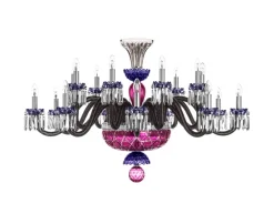 ARLEQUIN HORIZ 18L AMETHYST PURPLE F-GREY CHANDELIER