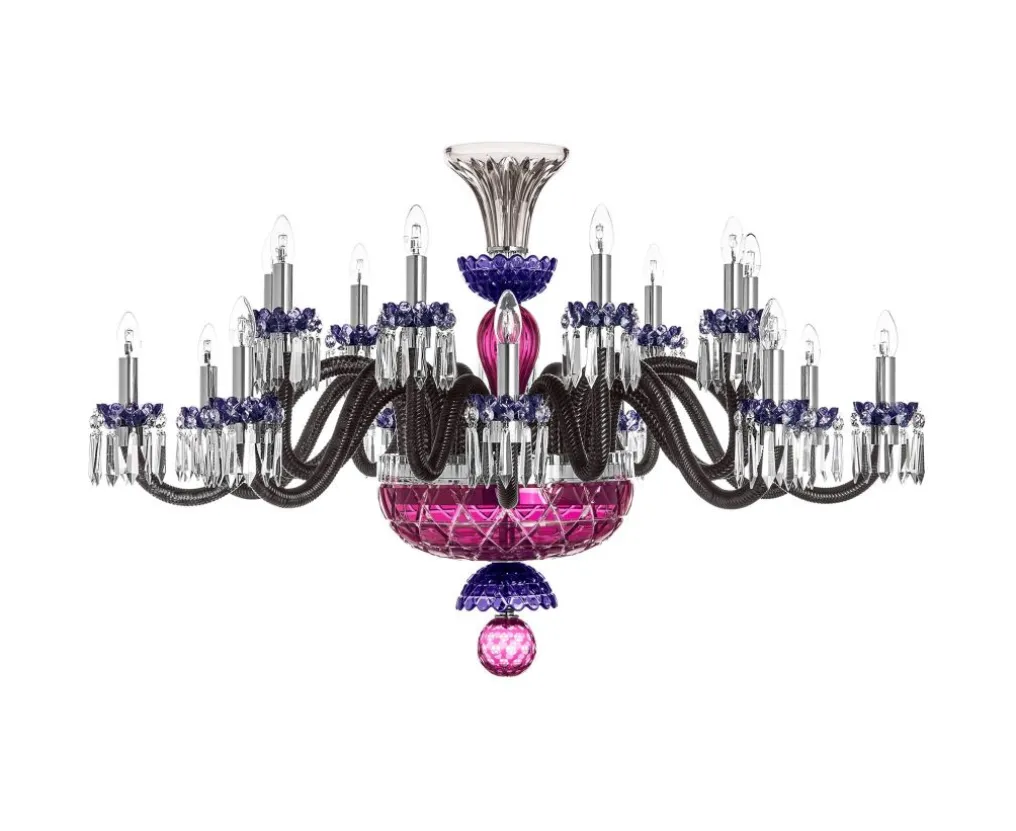 ARLEQUIN HORIZ 18L AMETHYST PURPLE F-GREY CHANDELIER