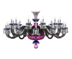 ARLEQUIN HORIZ 24L AMETHYST PURPLE F-GREY CHANDELIER