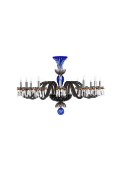 ARLEQUIN HORIZ 12L AMETHYST PURPLE F-GREY CHANDELIER