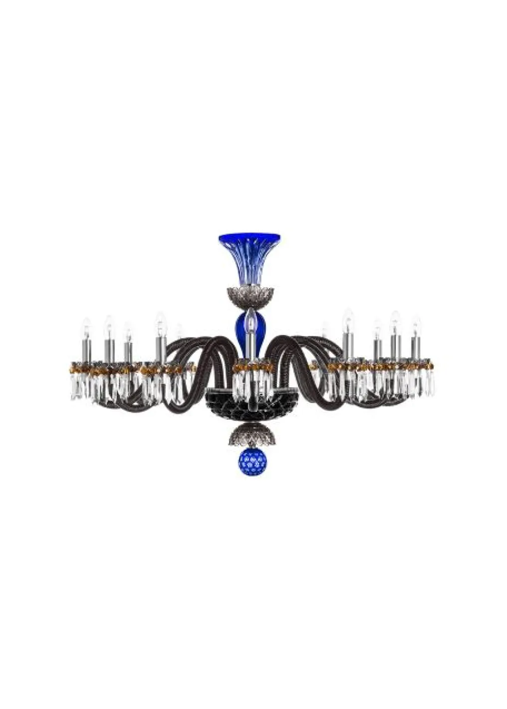 ARLEQUIN HORIZ 12L AMETHYST PURPLE F-GREY CHANDELIER