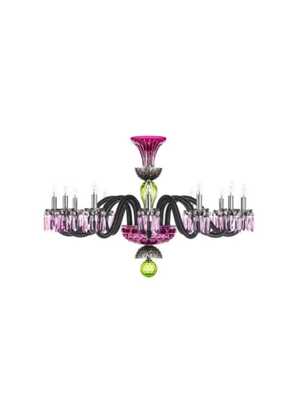 ARLEQUIN HORIZ 12L AMETHYST PURPLE F-GREY CHANDELIER