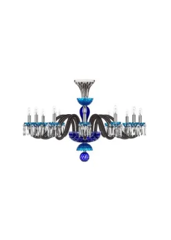 ARLEQUIN HORIZ 12L AMETHYST PURPLE F-GREY CHANDELIER