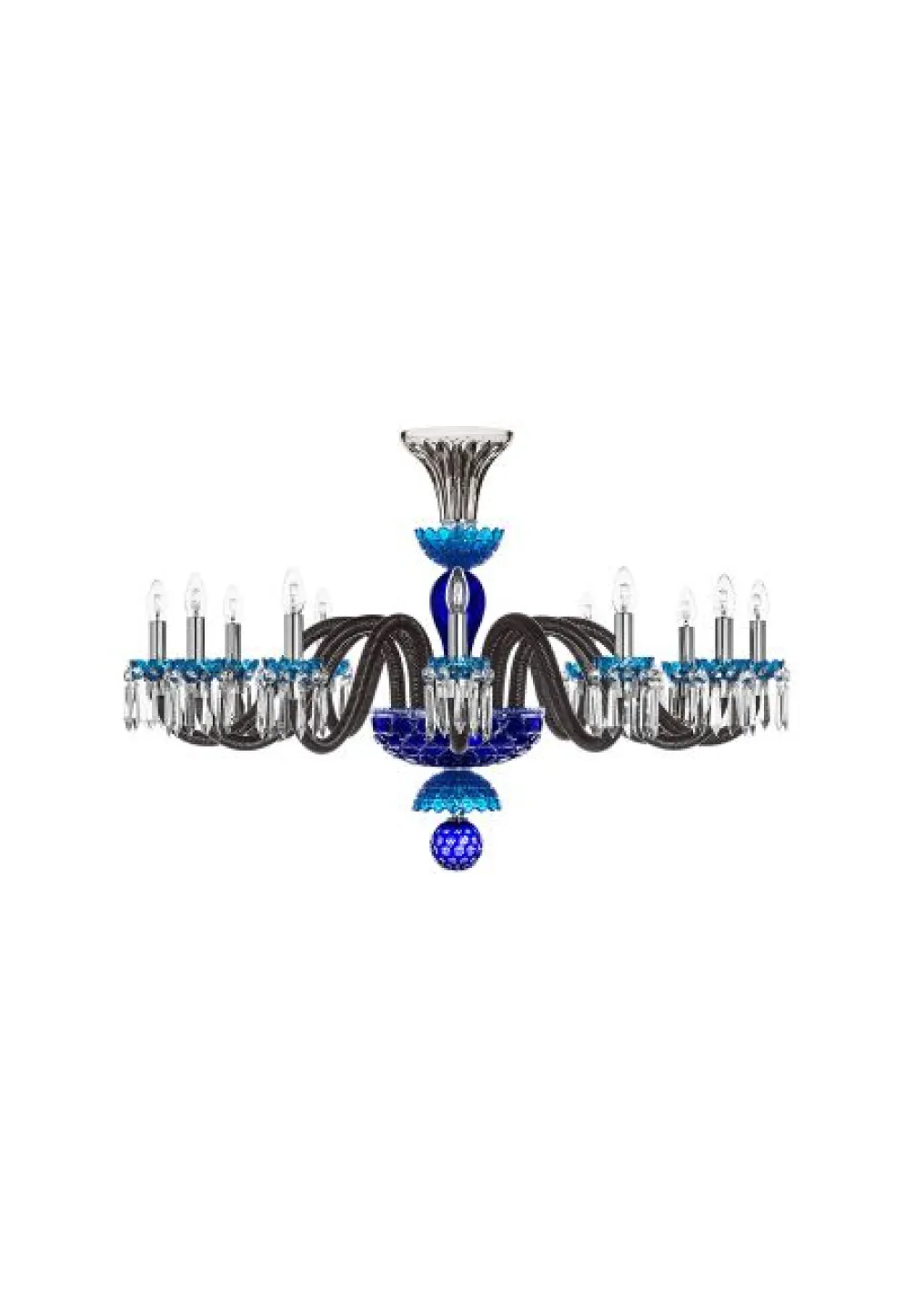 ARLEQUIN HORIZ 12L AMETHYST PURPLE F-GREY CHANDELIER