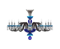 ARLEQUIN HORIZ 12L SKY-BLUE DARK-BLUE F-GREY CHANDELIER