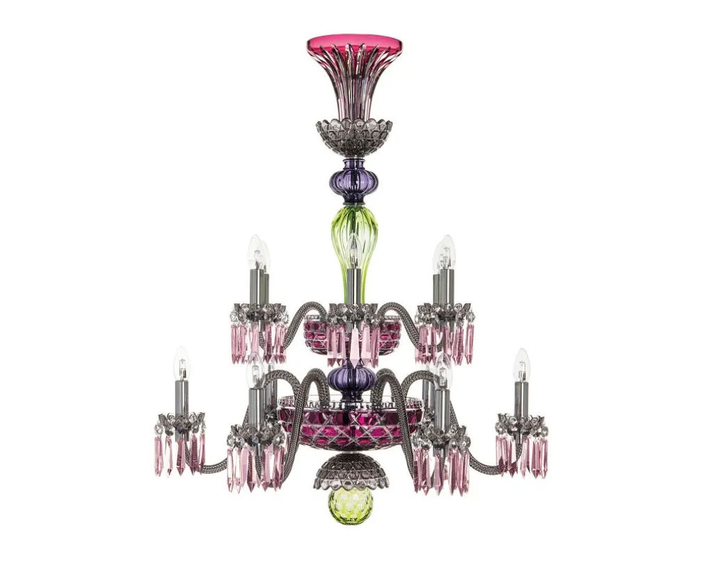 ARLEQUIN 12L AMETHYST C-GREEN F-GREY CHANDELIER