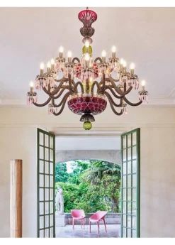 ARLEQUIN 24L AMETHYST C-GREEN F-GREY CHANDELIER