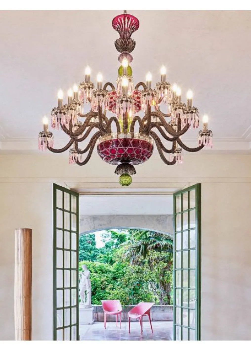 ARLEQUIN 24L AMETHYST C-GREEN F-GREY CHANDELIER