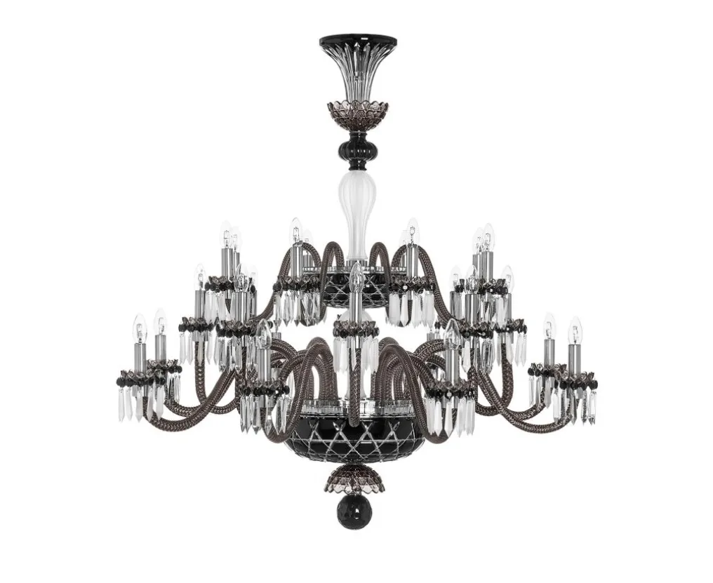 ARLEQUIN 24L BLACK SATIN-FINISHED F-GREY CHANDELIER