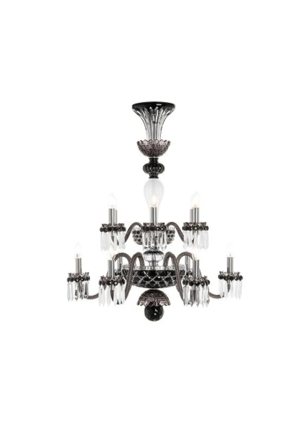 ARLEQUIN 12L BLACK SATIN-FINISHED F-GREY CHANDELIER