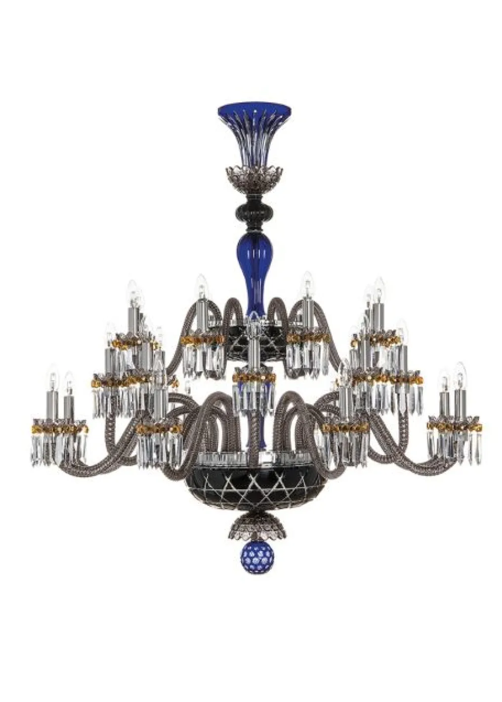 ARLEQUIN 24L BLACK SATIN-FINISHED F-GREY CHANDELIER