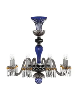 ARLEQUIN 8L BLACK SATIN-FINISHED F-GREY CHANDELIER