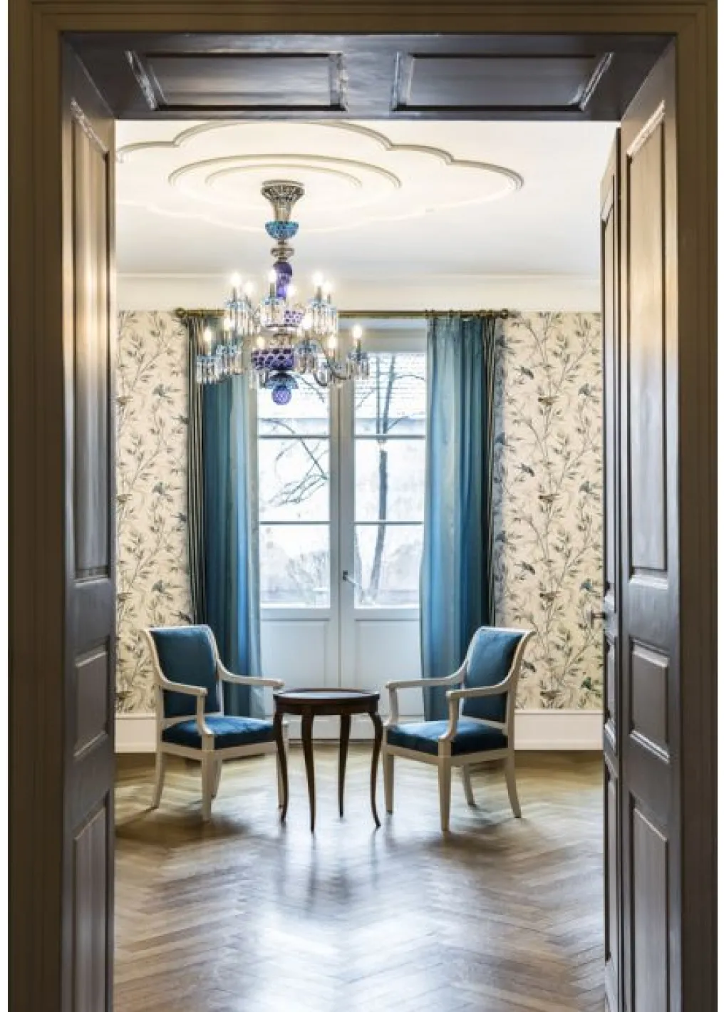 ARLEQUIN 12L SKY-BLUE DARK-BLUE F-GREY CHANDELIER