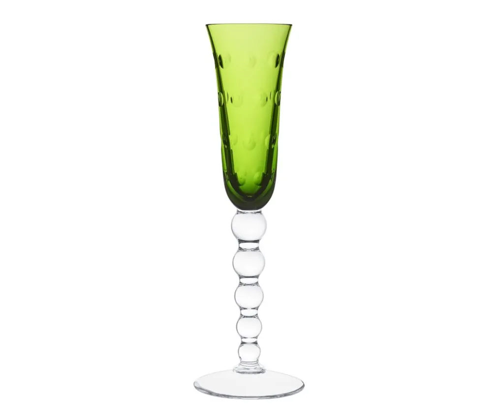 BUBBLES CHARTREUSE-GREEN CHAMPAGNE FLUTE