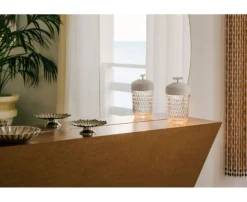 Discover the crystal portable lamp by Saint-Louis, in white wood and vibrant silver