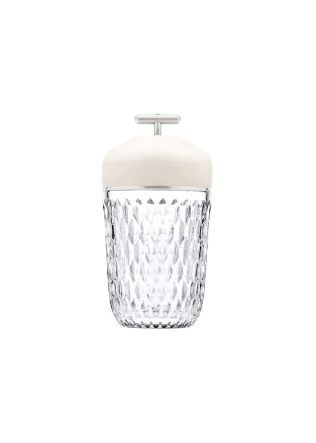 Discover the crystal portable lamp by Saint-Louis, in white wood and vibrant silver