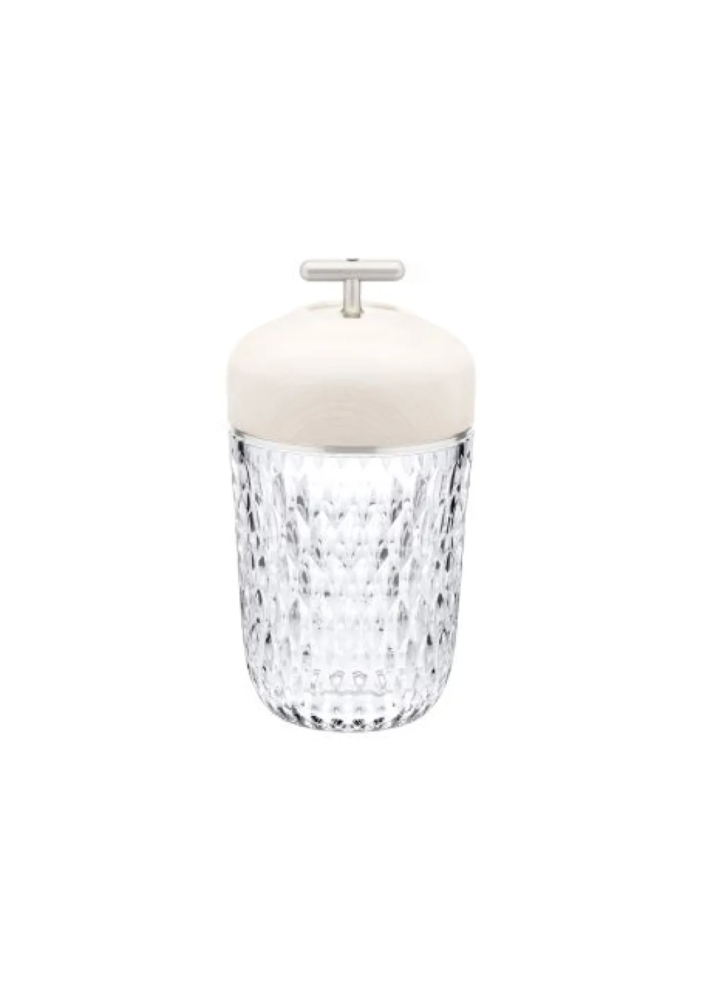 Discover the crystal portable lamp by Saint-Louis, in white wood and vibrant silver