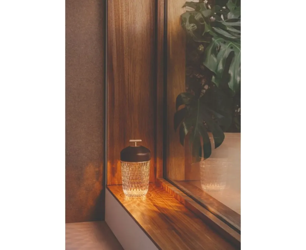 Discover the dark wood and crystal portable lamp by Saint-Louis