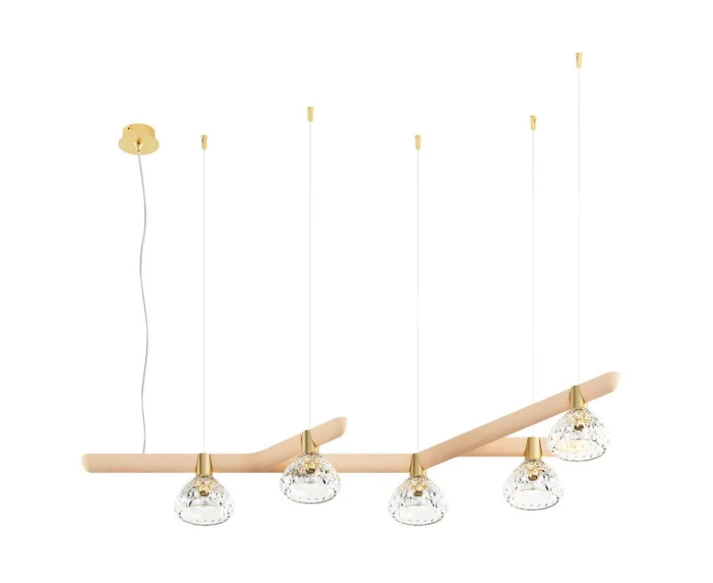 FOLIA 5L 45° UNIT CLEAR WOOD PENDANT LIGHT