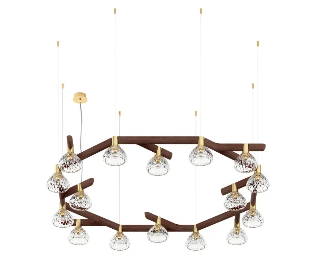 FOLIA 16L CIRCULAR UNIT DARK WOOD PENDANT LIGHT
