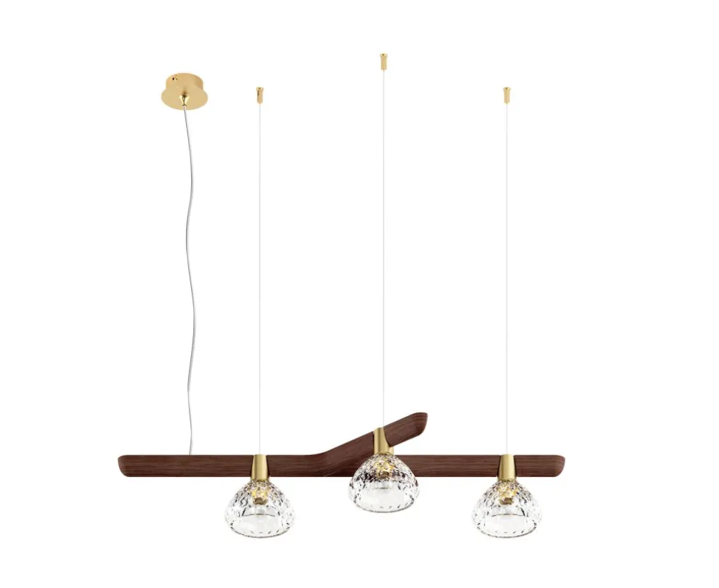 FOLIA 3L LEFT UNIT DARK WOOD PENDANT LIGHT