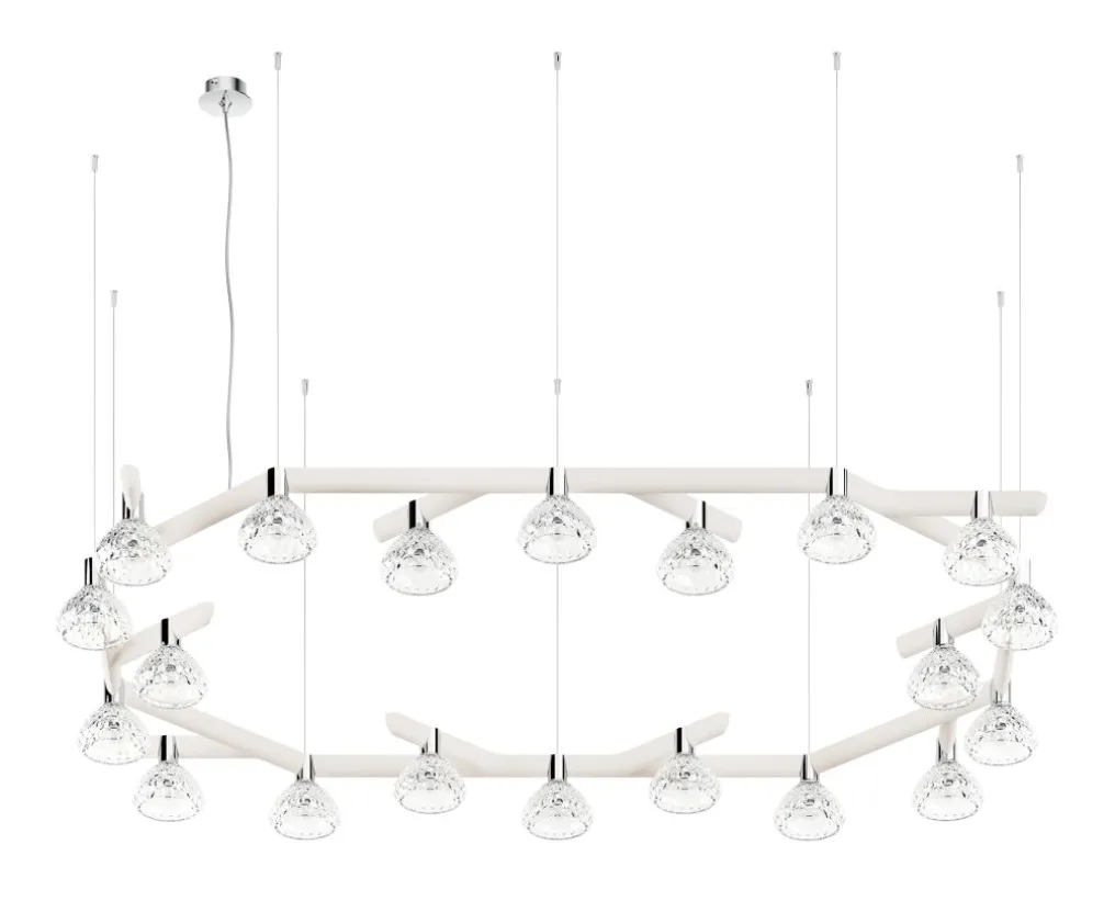 FOLIA 20L OVAL UNIT WHITE WOOD PENDANT LIGHT