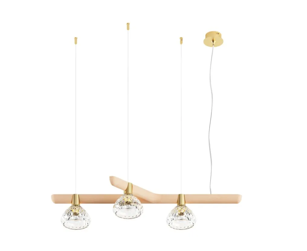 FOLIA 3L RIGHT UNIT CLEAR WOOD PENDANT LIGHT