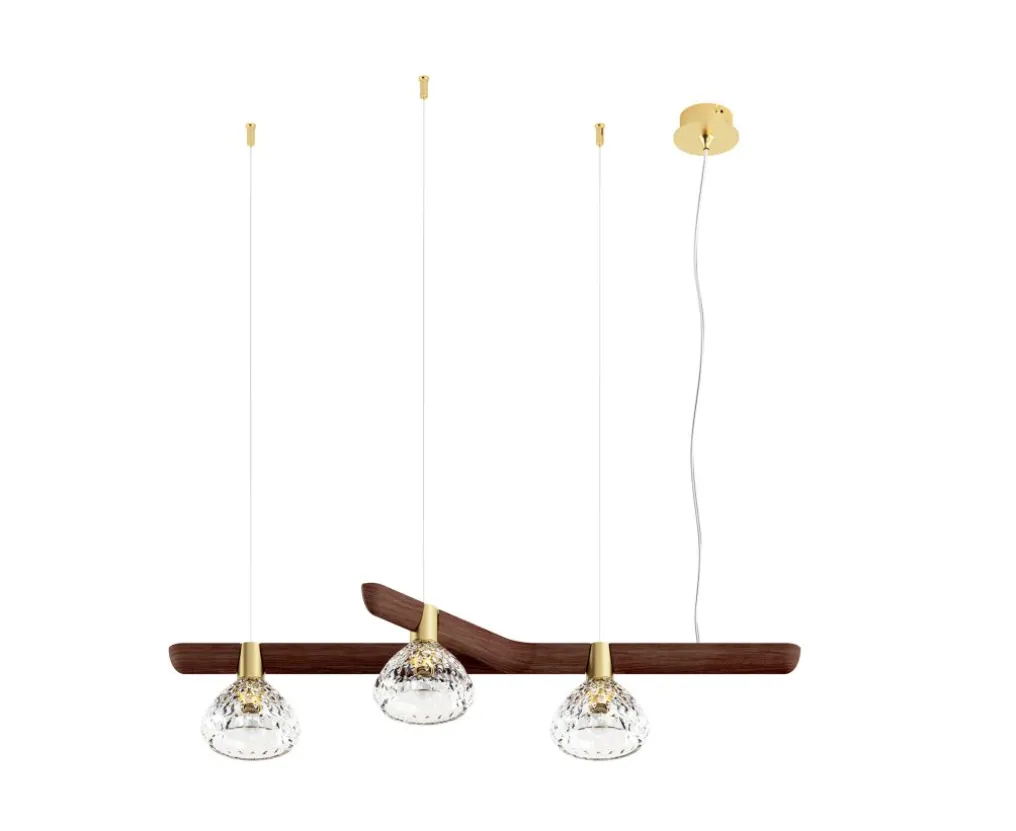FOLIA 3L RIGHT UNIT DARK WOOD PENDANT LIGHT