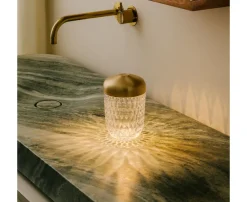 Gold-finished mini portable lamp: choose Saint-Louis and the crystal lamp