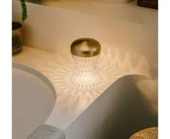 Gold-finished mini portable lamp: choose Saint-Louis and the crystal lamp