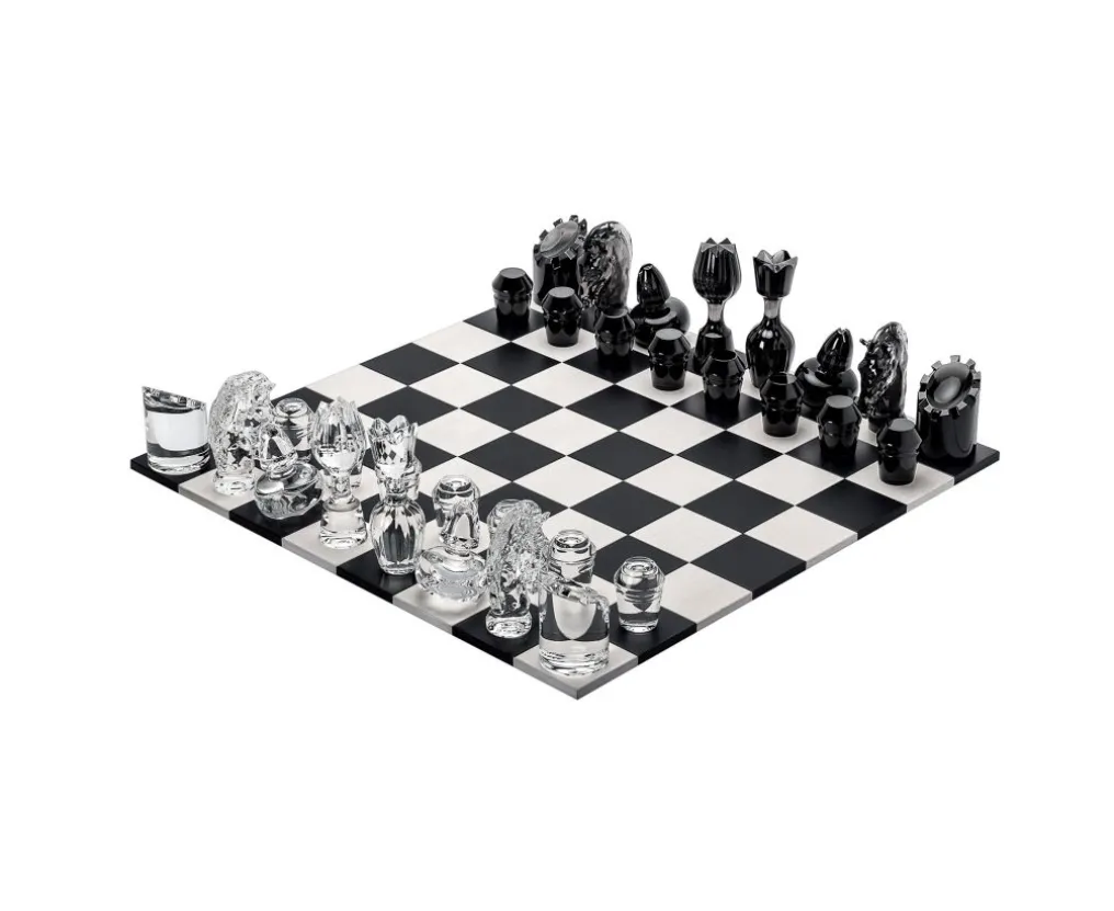 JEU FLANNEL-GREY WOOD CHESS SET